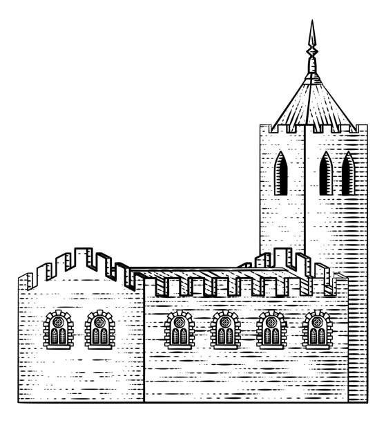 kościół katedra stary średniowieczny zabytkowy budynek - norman stock illustrations