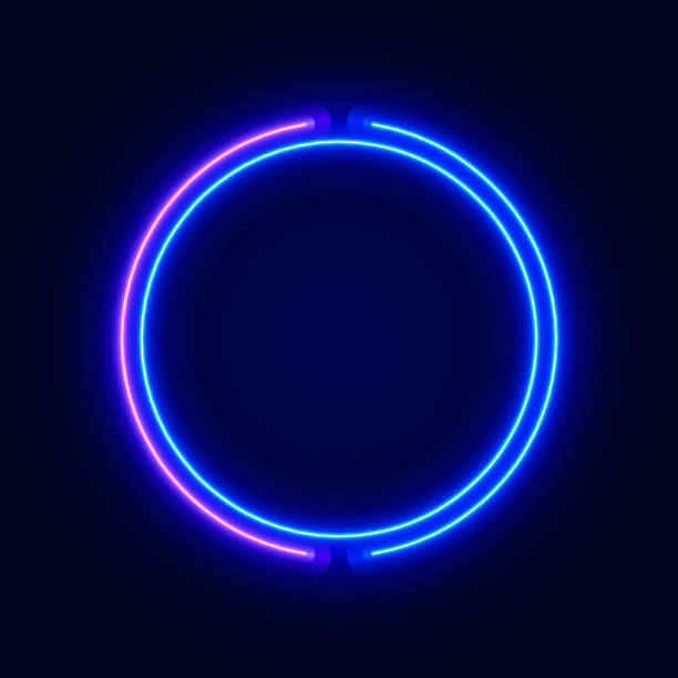 istock Round blue and pink neon sign on dark background, vector illustration. 1427894781