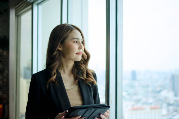 istock Young woman is working in the city. 1427906854