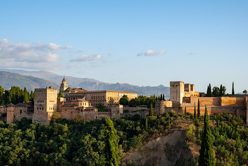 The Cathedral of Málaga at dusk in November. The cathedral is a Roman Catholic church in the city of Málaga in Andalusia in southern Spain