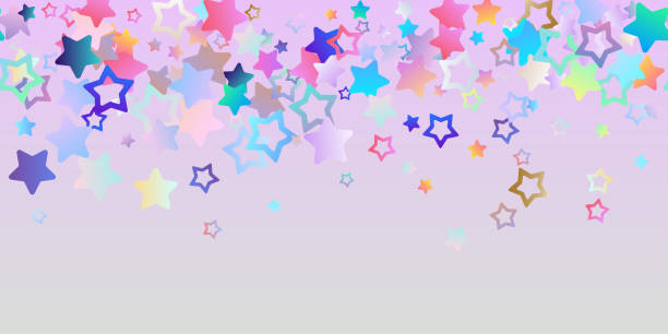 ilustrações de stock, clip art, desenhos animados e ícones de multi colored confetti, stars falling - christmas backgrounds glitter star shape