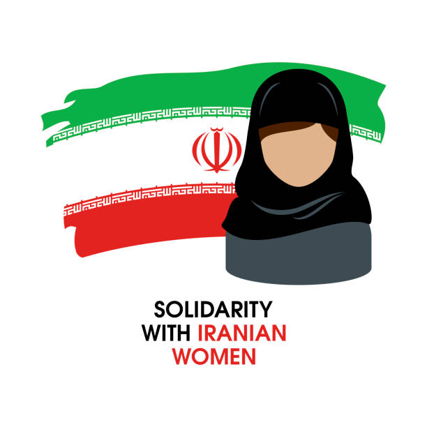 solidarity with iranian women vector - iran stock illustrations