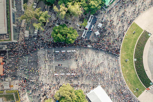 Aerial view of crowd