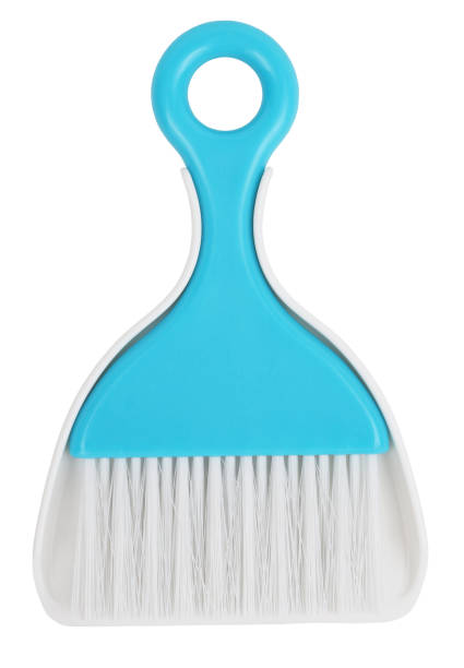 istock Classic blue brush broom for cleaning with dustpan. Modern utensils concept 1427919487