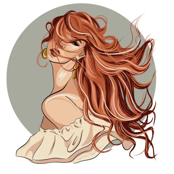 Vector illustration of redhead girl