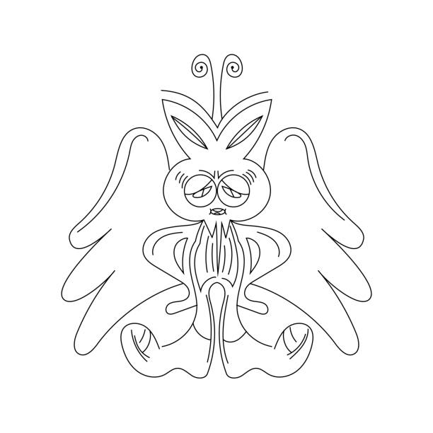 Angel Single line, cartoon angel on white background clip art of a cupid free stock illustrations