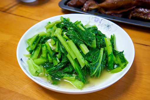 A delicious home-cooked dish, stir-fried lettuce