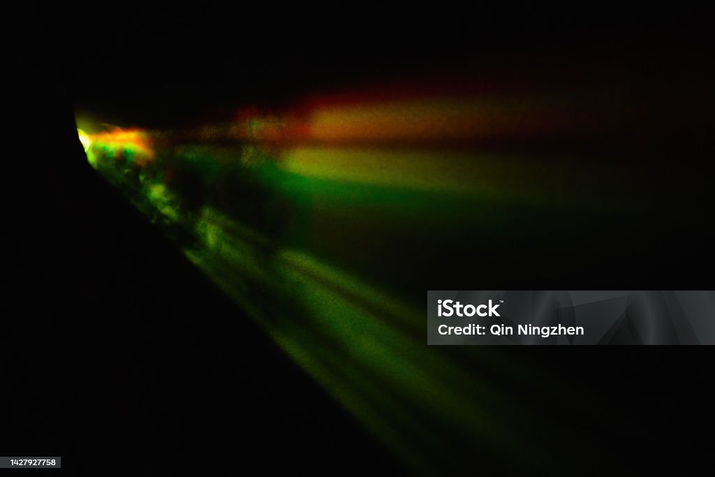 Beams of colored spotlights in the dark Ignorance Stock Photo