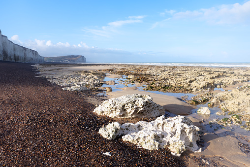 Low tide and Criel-sur-Mer cliffs in Normandy coast
