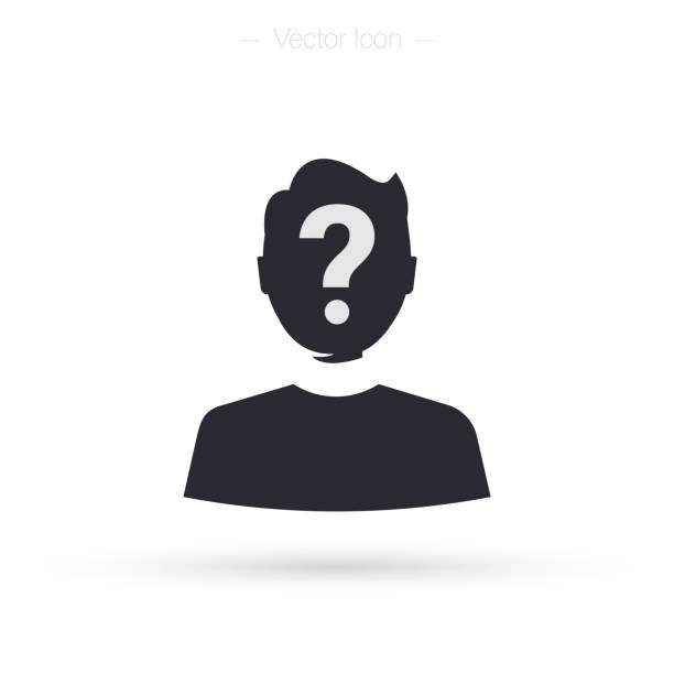 Anonymity icon. User silhouette with question mark. Unknown person. Isolated vector illustration Unknown person. Anonymity icon. User silhouette with question mark. question mark people one person silhouette stock illustrations