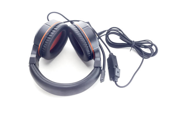 istock The black headphones on a white background 1427935586