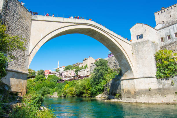 Historical Mostar Bridge known also as Stari Most or Old Bridge in Mostar, Bosnia and Herzegovina Mostar, Bosnia-Herzegovina - september 20, 2022: Historical Mostar Bridge known also as Stari Most or Old Bridge in Mostar, Bosnia and Herzegovina stari most mostar stock pictures, royalty-free photos & images