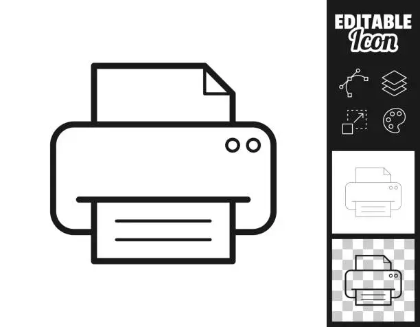 Vector illustration of Printer. Icon for design. Easily editable