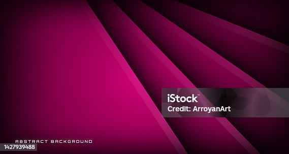 istock 3D magenta geometric abstract background overlap layer on dark space with line effect decoration. Minimalist graphic design element cutout style concept for banner, flyer cover, card, or landing page 1427939488