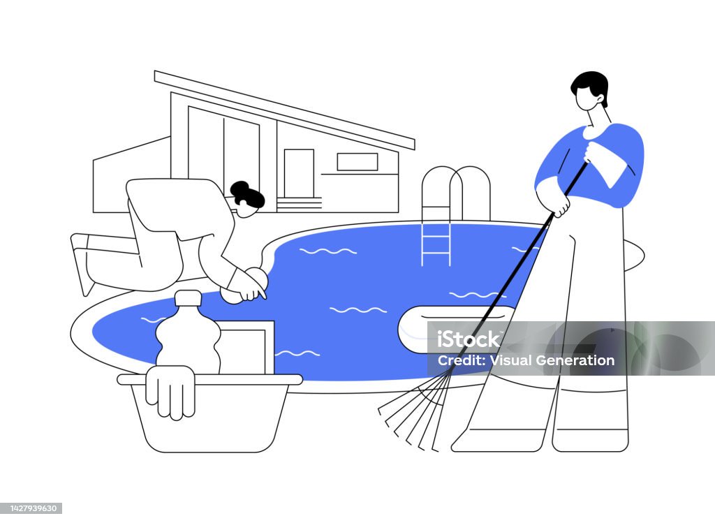 Pool Cleaner Graphics Pool And Outdoor Cleaning Abstract Concept Vector Illustration Stock ...