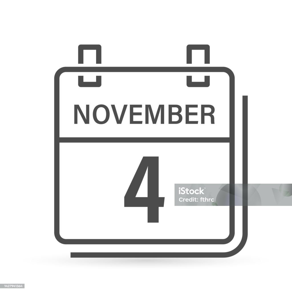 November 4 Calendar Icon With Shadow Day Month Flat Vector Illustration november-4-calendar-icon-with-shadow-day-month-flat-vector-illustration