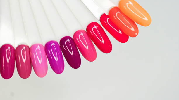 Colorful nails polish palette stock photo