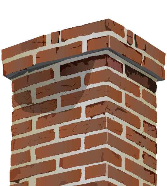 istock Retro brick chimney illustration, vector illustration stock, no background 1427948477