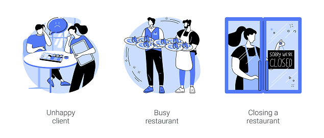 Restaruant Morning Routine Restaurant Routine Isolated Cartoon Vector Illustrations Se Stock ...