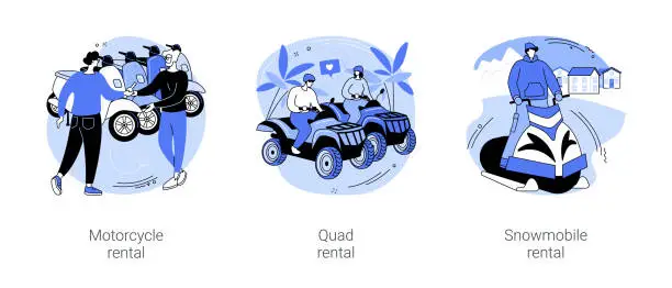 Vector illustration of Motor vehicle rental isolated cartoon vector illustrations se