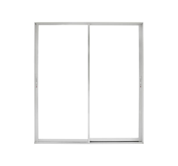 istock Real modern house door window frame isolated on white background 1427956809