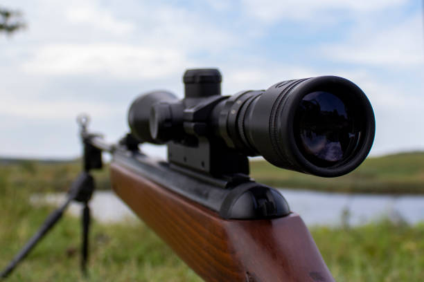 istock Sniper sight. Target view sight. Weapon zoom, optical focus, viewfinder 1427958784