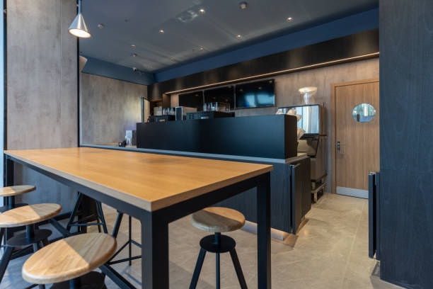 istock Casual tables and chairs in small coffee shop 1427958892
