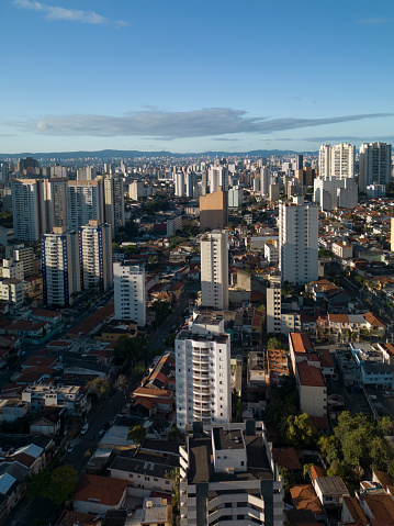 Aerial view of São Paulo city on a sunny winter day