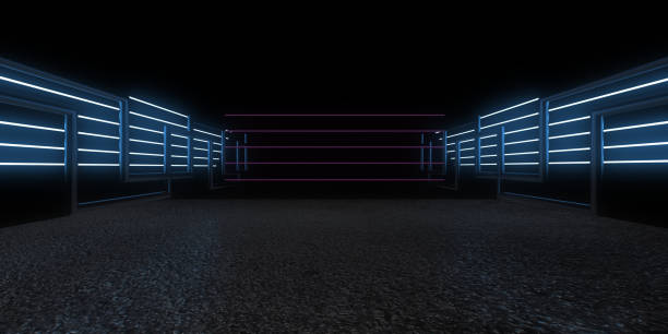 istock 3D abstract background with neon lights. neon tunnel  .space construction . .3d illustration 1427964418