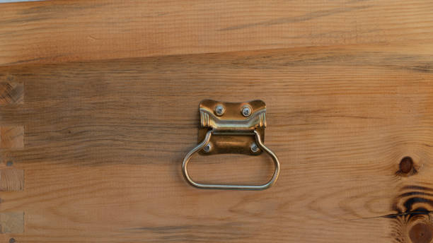 istock Wooden background with metal handle 1427966294