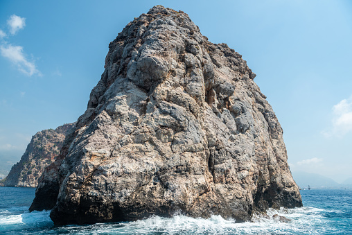 The tip of Dil Varna Burnu cape of Alanya Promontorium on the Mediterranean coastline of  Turkey.