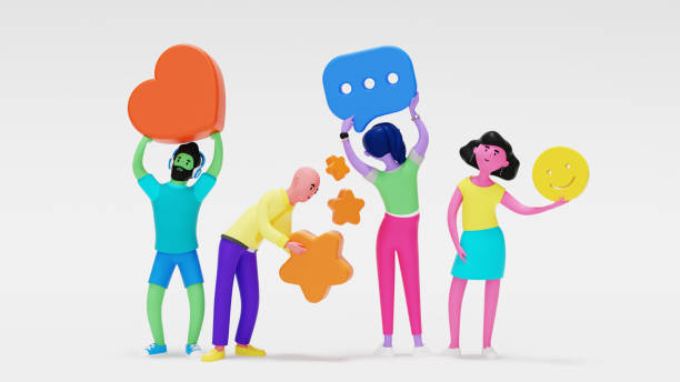 istock Customer feedback, user experience or client satisfaction, opinion for product and services, review rating or evaluation concept, young adult people giving emoticon feedback such as stars, heart 1427968059