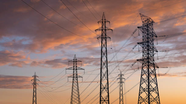istock high voltage towers pylon on sunset 1427969057