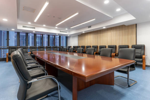 Sofas and conference table in the company meeting room