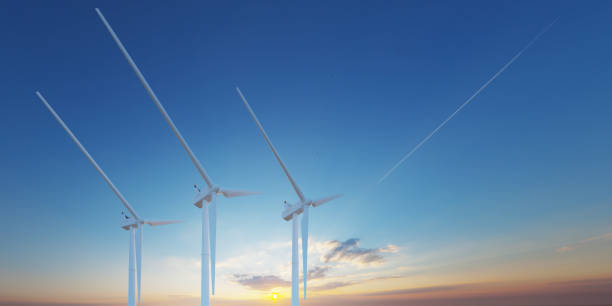 istock wind power turbine in open landscape - 3D Illustration 1427973279