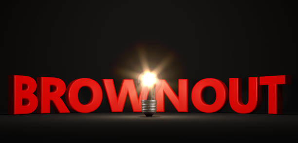 lighting light bulb in front of text brownout