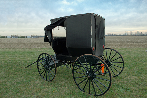 Amish Carriage-with hay bales-Hamilton County, Indiana