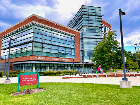 Burlington, USA, Vermont, USA -July 27, 2023: the campus of University of Vermont , a public university that is the oldest in Vermont.