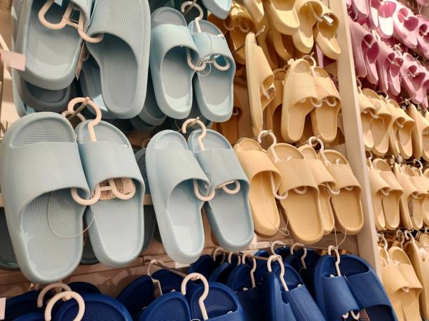 istock Display of colourful slippers. 1427976497