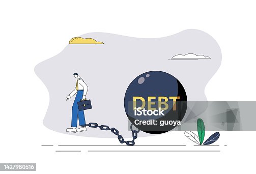 istock White-collar workers are chained to their feet by debt chains. 1427980516