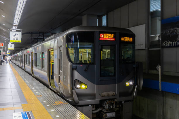 Osaka, Japan - August 14, 2022 : Kansai Airport Rapid Service Train at Kansai Airport Station in Osaka, Japan.
