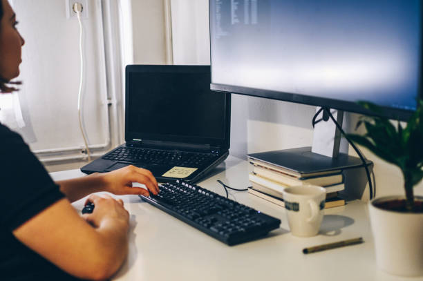 istock Girl learning to code on desktop computer at home stock photo 1427984373