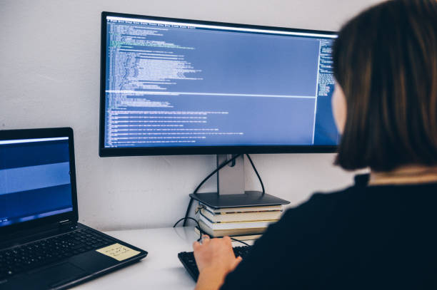 istock Girl learning to code on desktop computer at home stock photo 1427984692