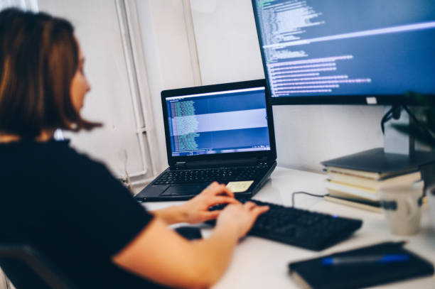 istock Girl learning to code on desktop computer at home stock photo 1427984789