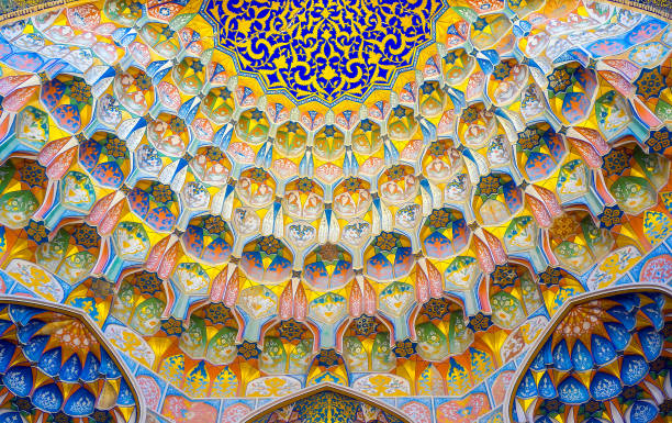 Marvelous Islamic interior art of the silk route Interior of the mosque in the Bukhara, Uzbekistan samarkand stock pictures, royalty-free photos & images