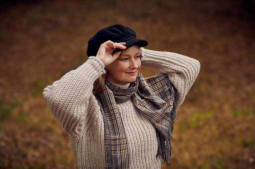 Autumn mood in nature with  model one overcast day