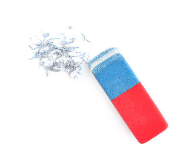 istock Double eraser and crumbs on white background, top view 1427989630