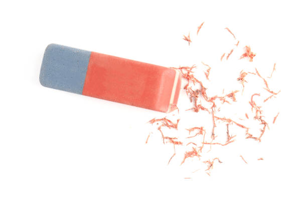 istock Double eraser and crumbs on white background, top view 1427990377