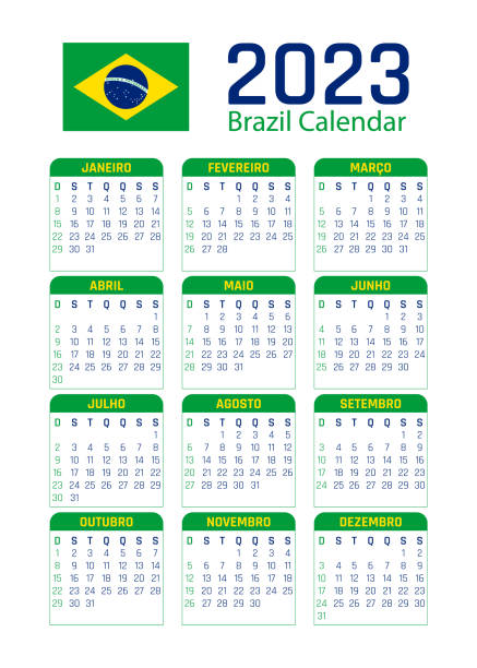 ilustrações de stock, clip art, desenhos animados e ícones de 2023 brazil calendar. brazil calendar 2023. brazilian 2023 calendar. vector illustration. - portuguese language