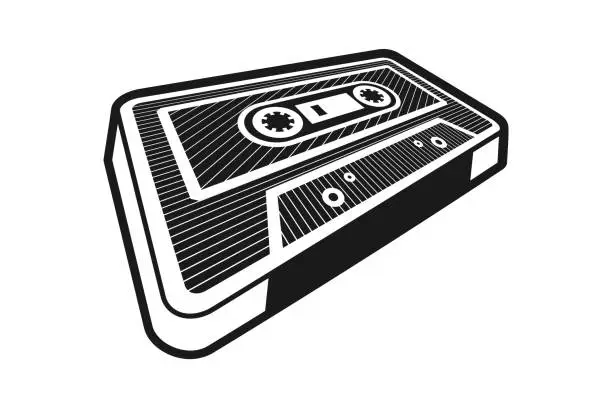 Vector illustration of Retro music cassette tape on white background.